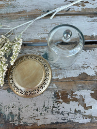 Glass cloche with gold plate