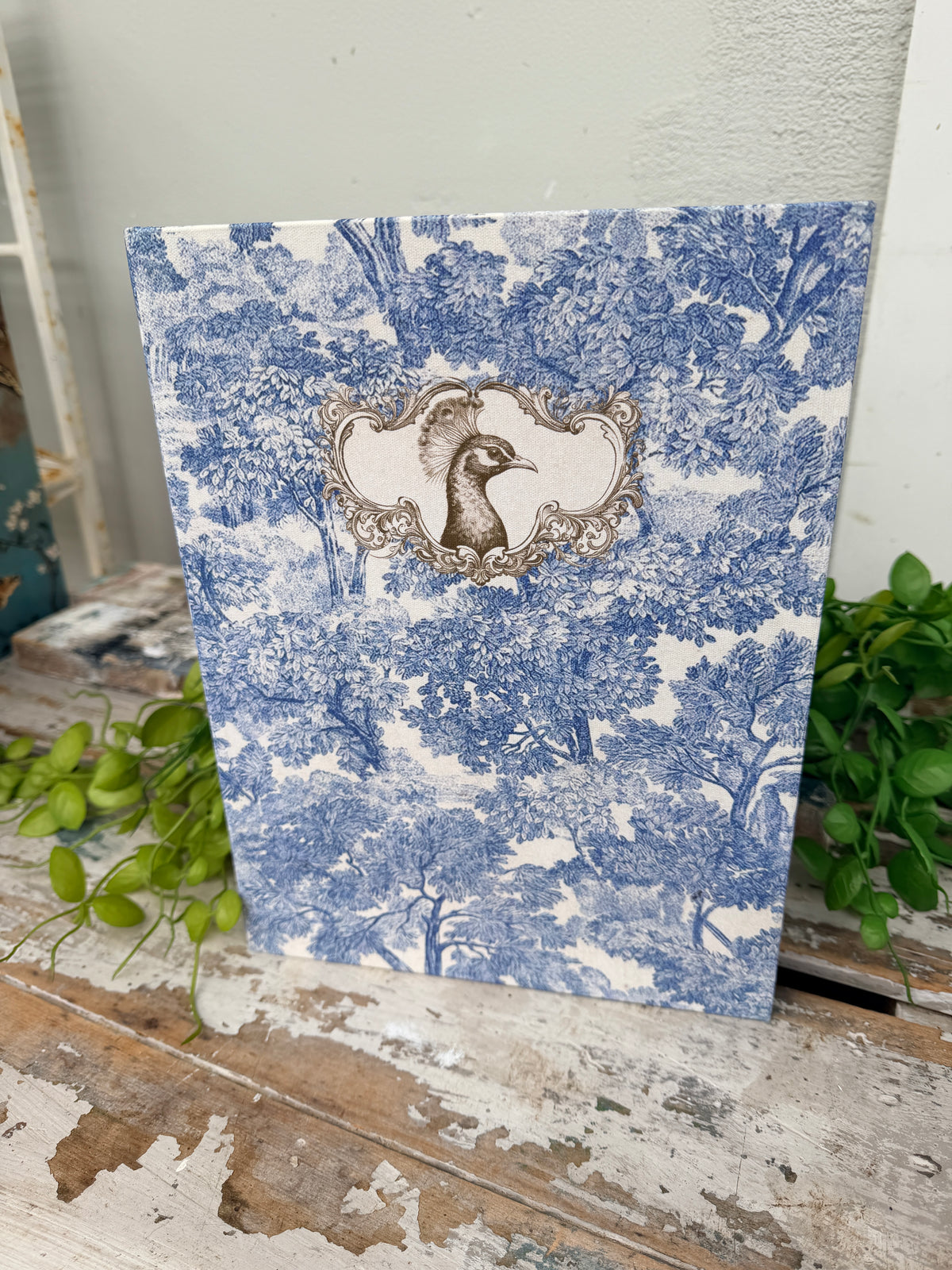 Book Box Peacock Blue & White 
