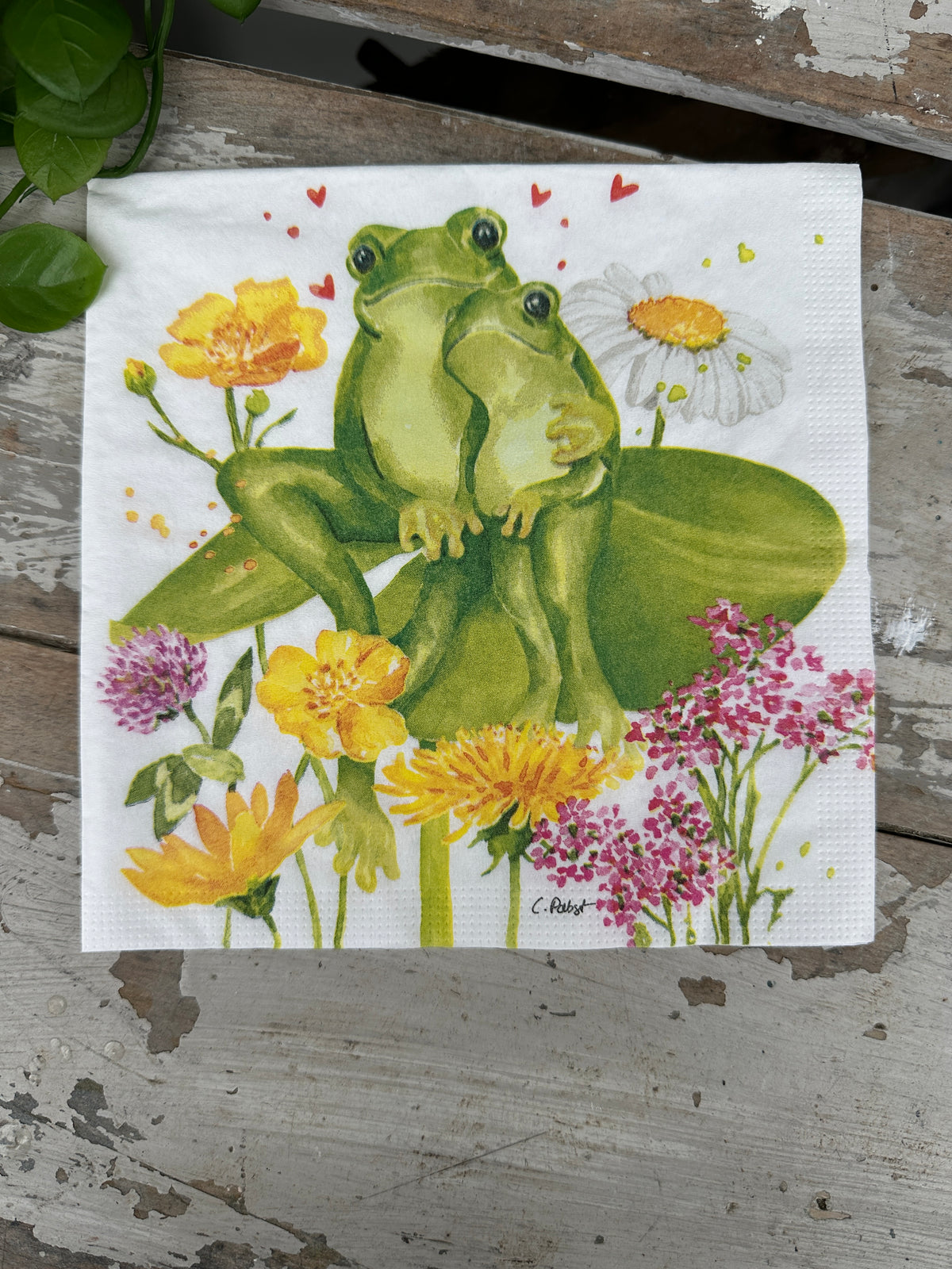 Frog Love Napkin for Decoupage