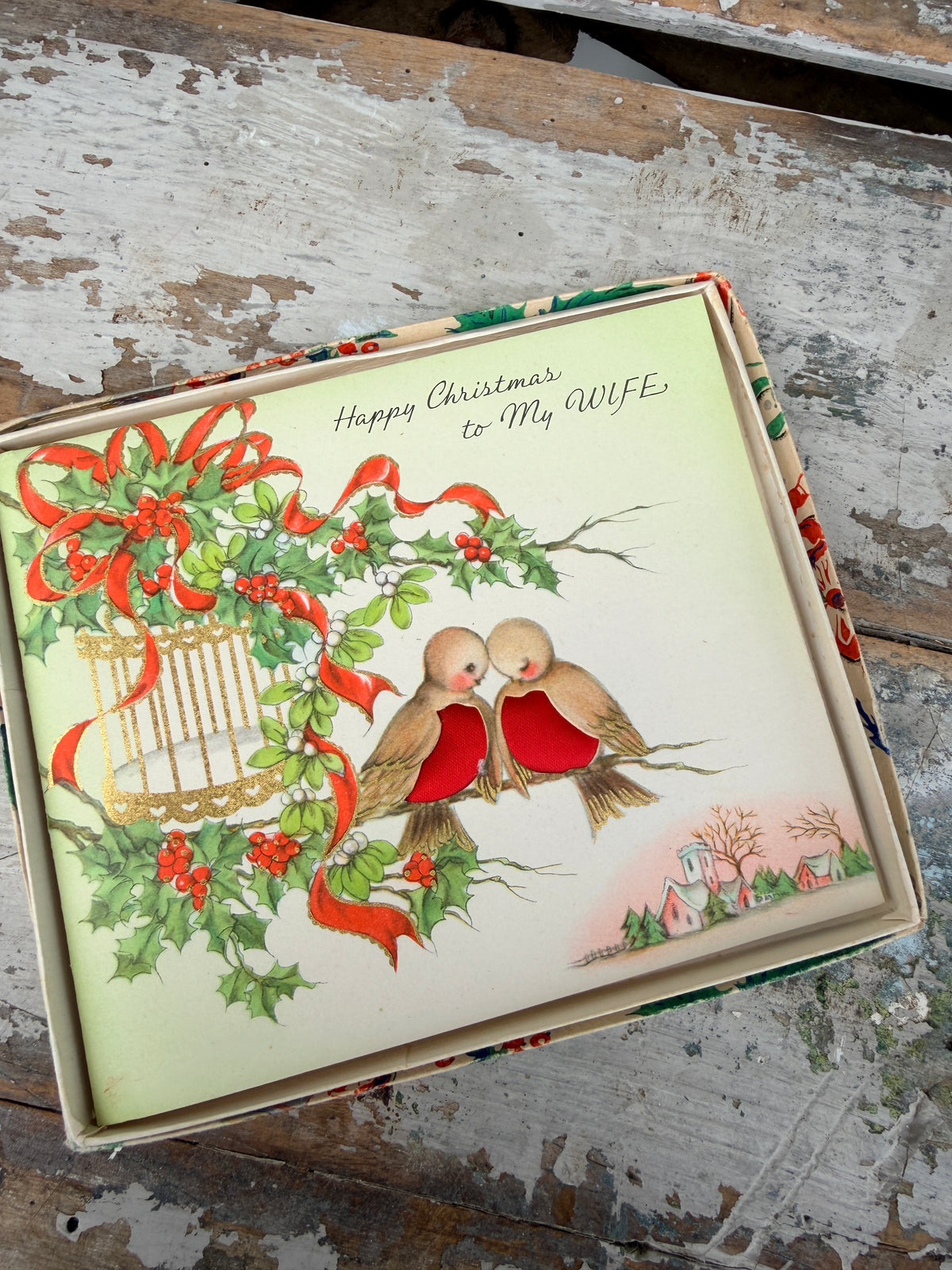Vintage Christmas Card in box - choose your design