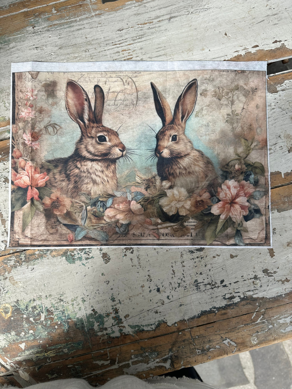 Bunny x 2 facing each other Paper for Decoupage A3