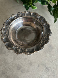 Vintage Silver look Raised pedestal with floral pattern
