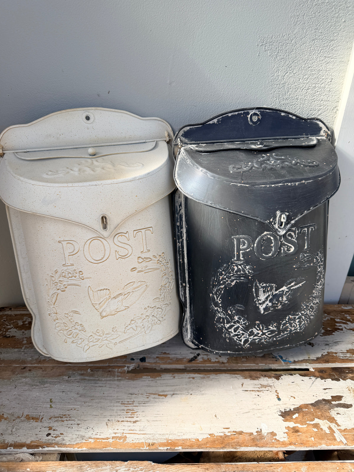 Post Box Rustic antique white | Vintage Metal Letter Box | Paint Me Vintage