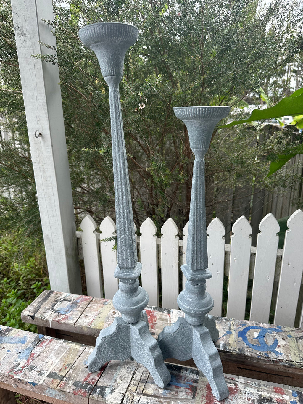 Tall Stormy candlestick set of two - painted ex the PMV studio