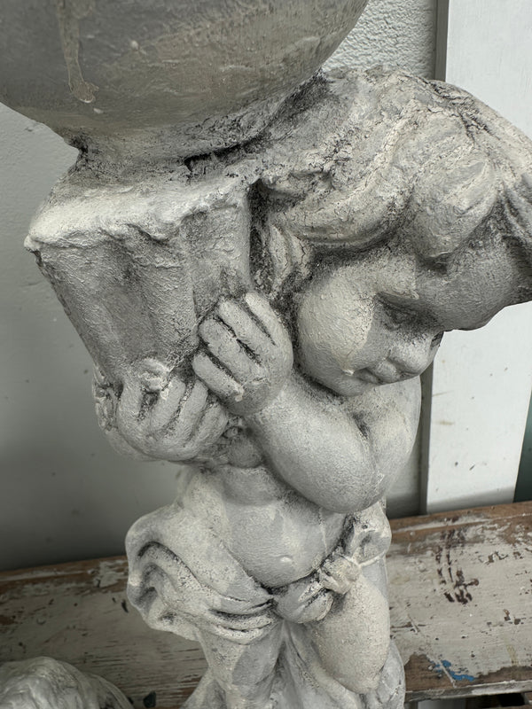 Cherub holding Bowl Paris Grey & white right COLLECT ONLY