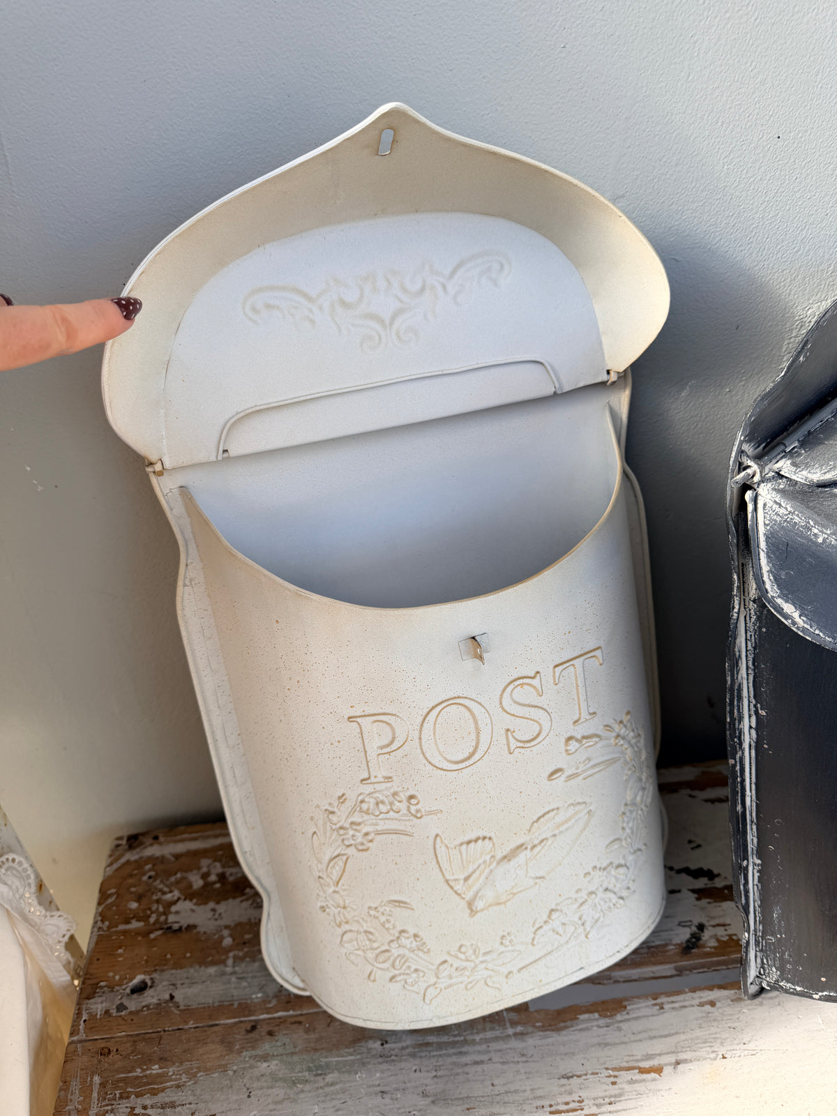 Post Box Rustic antique white | Vintage Metal Letter Box | Paint Me Vintage