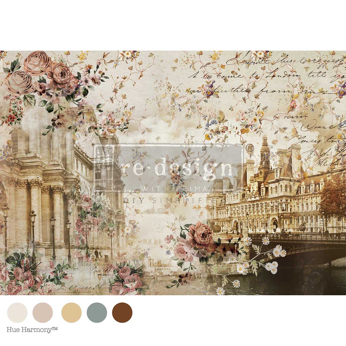 Prelude to Paris A1 Decoupage Fiber Paper 1 sheet redesign with prima