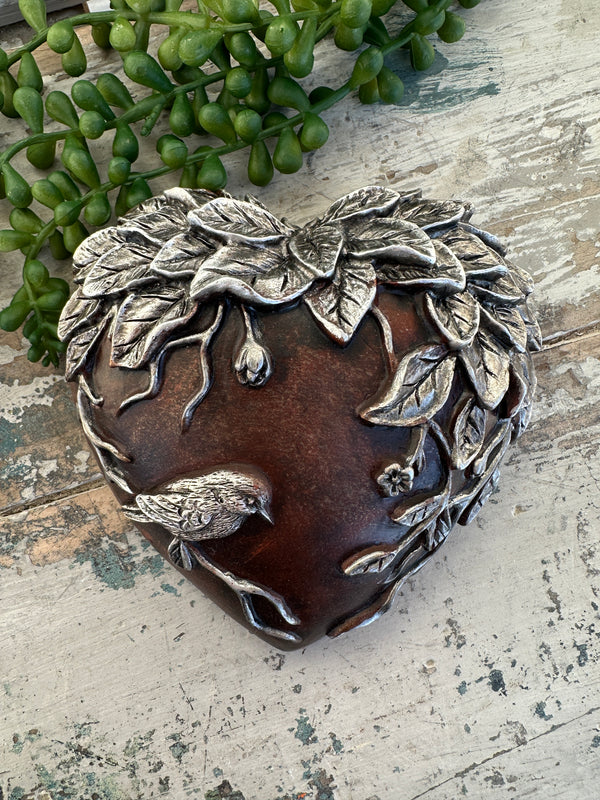 Wall heart Silver Bird & Filigree