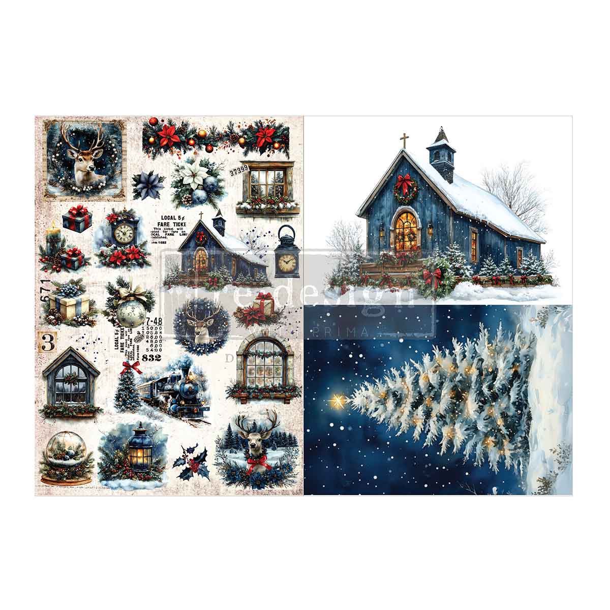 Hearth & Holly A3 Fiber Decoupage Paper 2 sheet