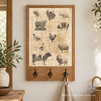 Barnyard Sketches A3 Fiber Decoupage Paper 1 sheet