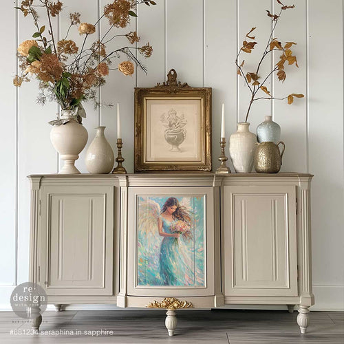 Seraphina in Sapphire A3 Fiber Decoupage Paper 1 sheet