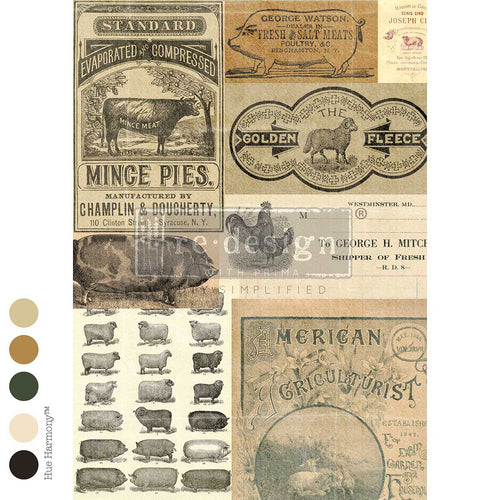 The Homestead Ledger A3 Fiber Decoupage Paper 1 sheet