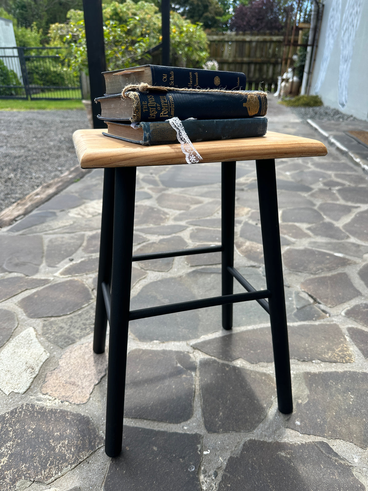 Wooden Stool with Black legs COLLECT ONLY