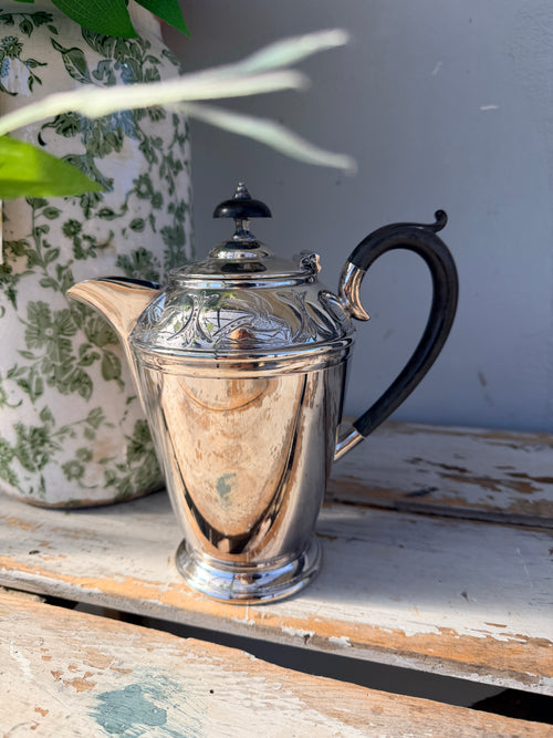 Silverware Coffee Pot engraved with working hinged lid
