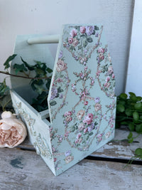 Mint Tote with floral and cherubs front