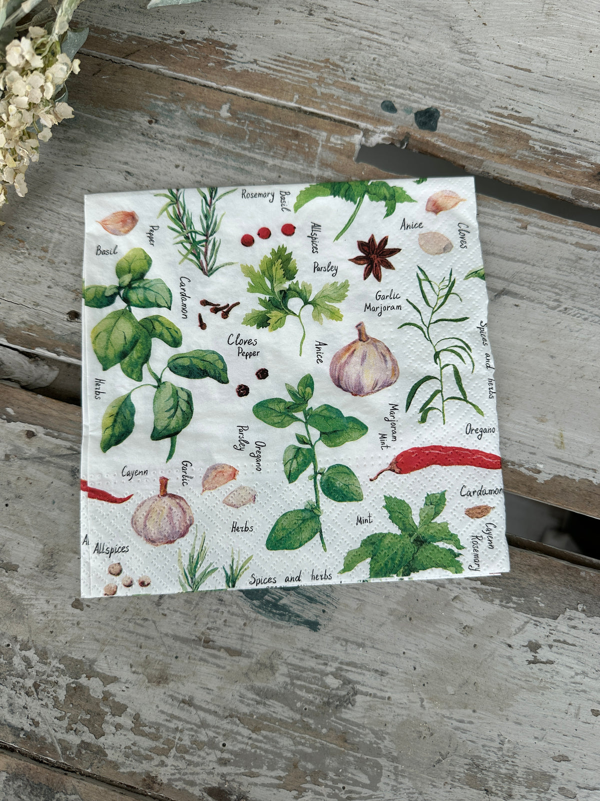 Spices & Herbs Napkin for Decoupage