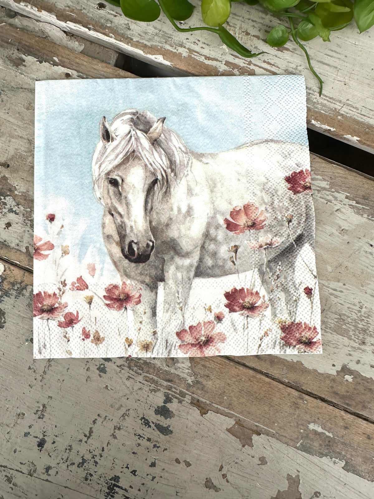 White Horse Napkin for Decoupage