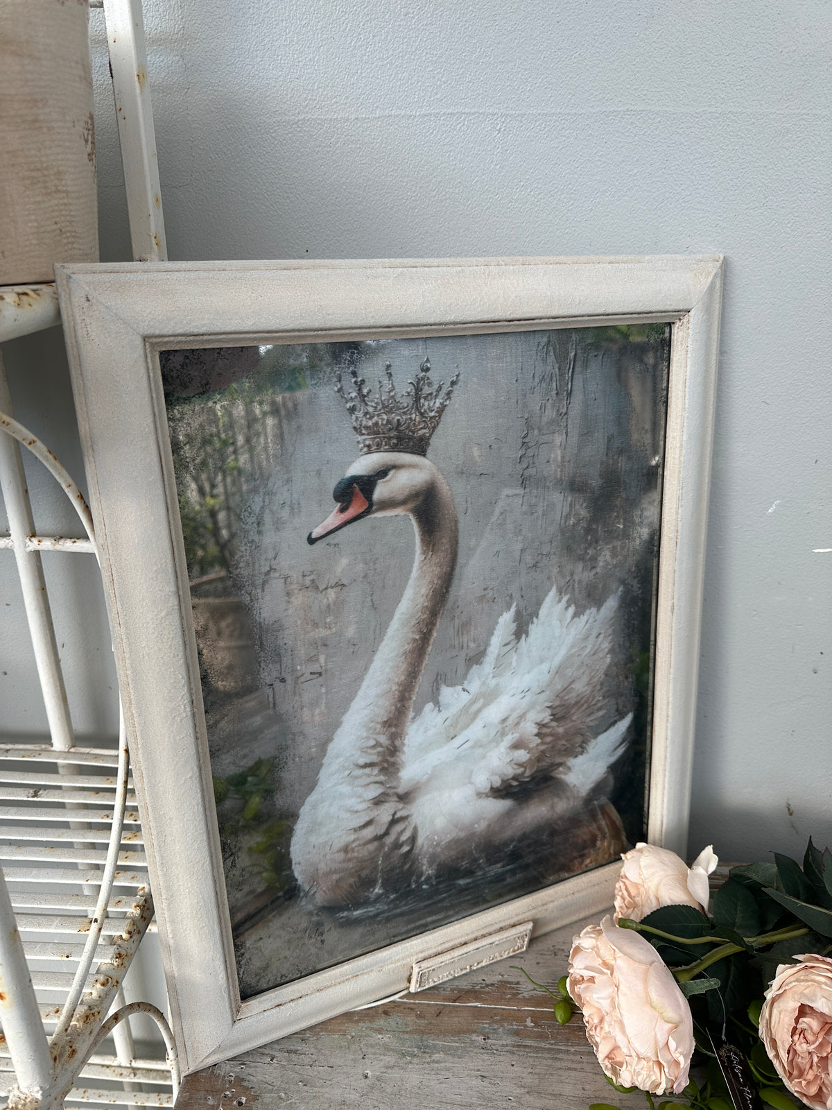 Swan Artwork with Mirror glass framed
