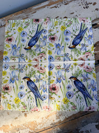 Spring Blossoms & Blue Bird Cream Napkin for Decoupage