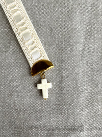 Decor prayer book mark w mini white cross