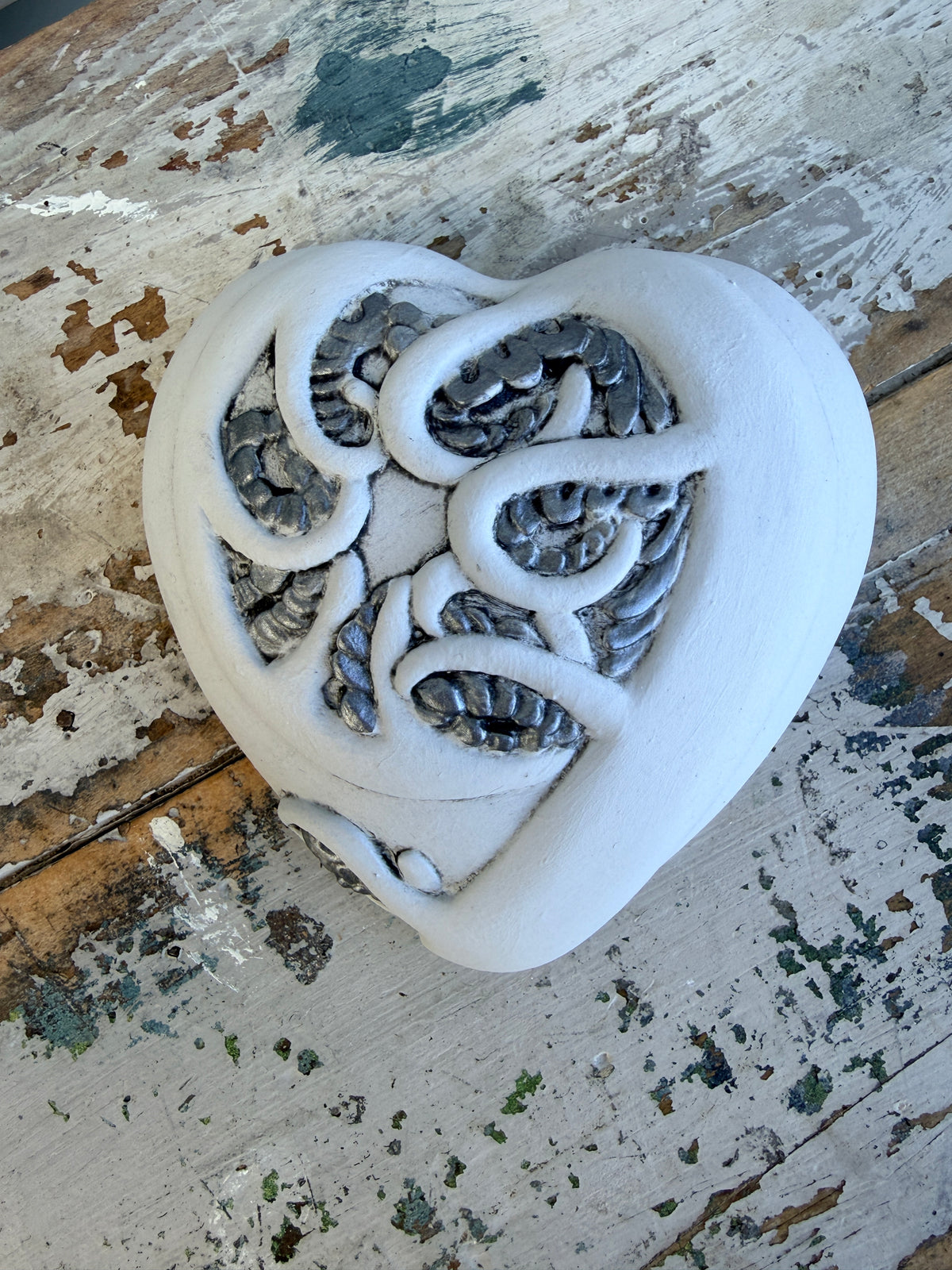 Wall heart Pewter Koru