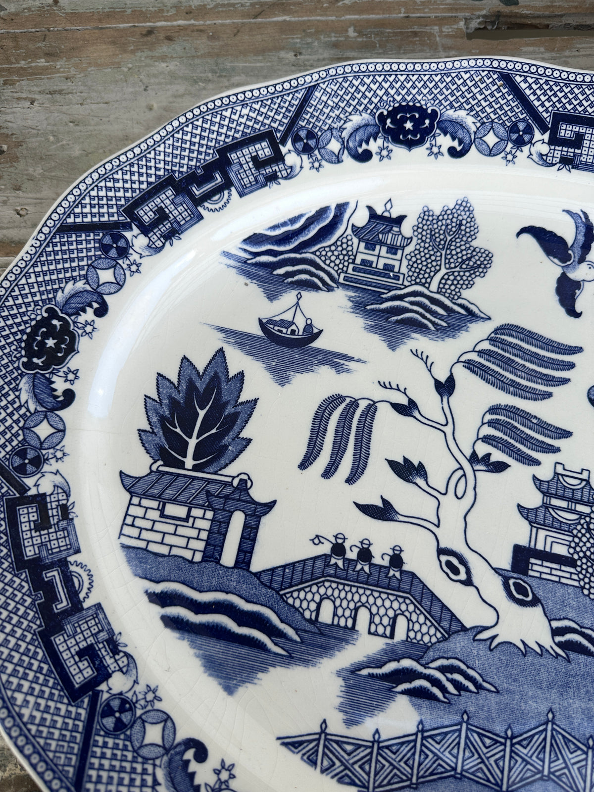 Blue & White platter made in Japan