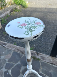 Tall Wooden Stand White & Floral