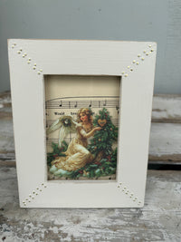 Christmas Angel in Wooden antiqued frame