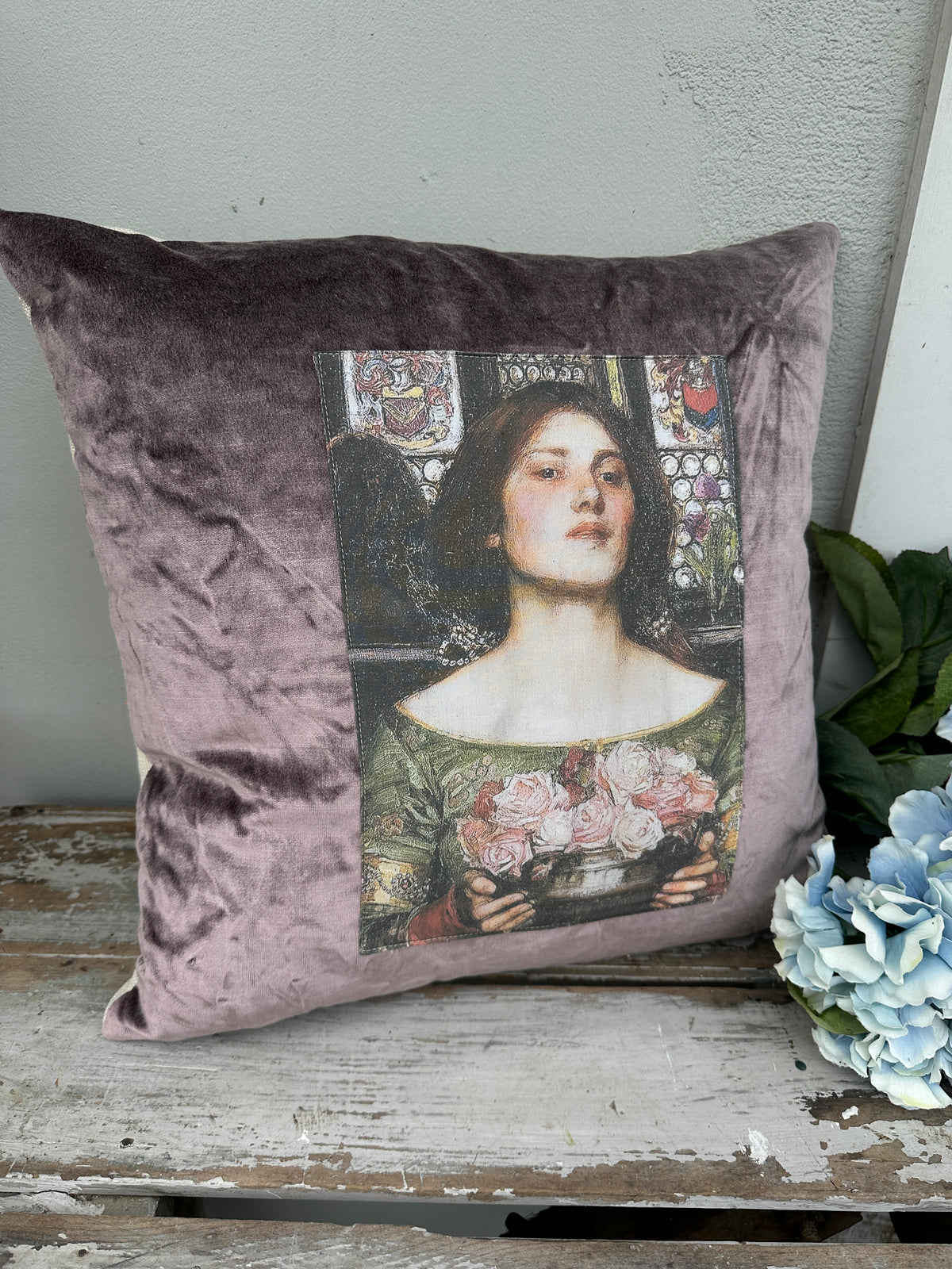 Velvet Cushion Heather Rosebuds