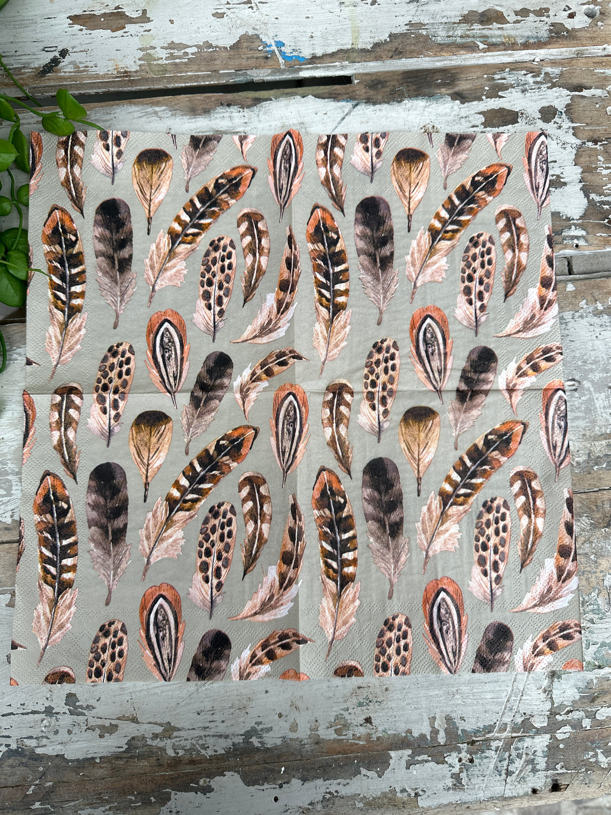 Boho Feathers umber Napkin for Decoupage