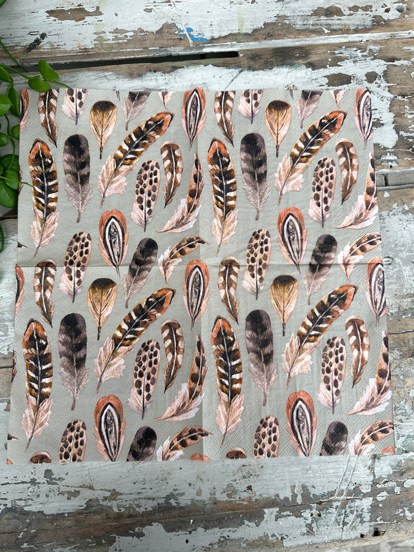 Boho Feathers umber Napkin for Decoupage
