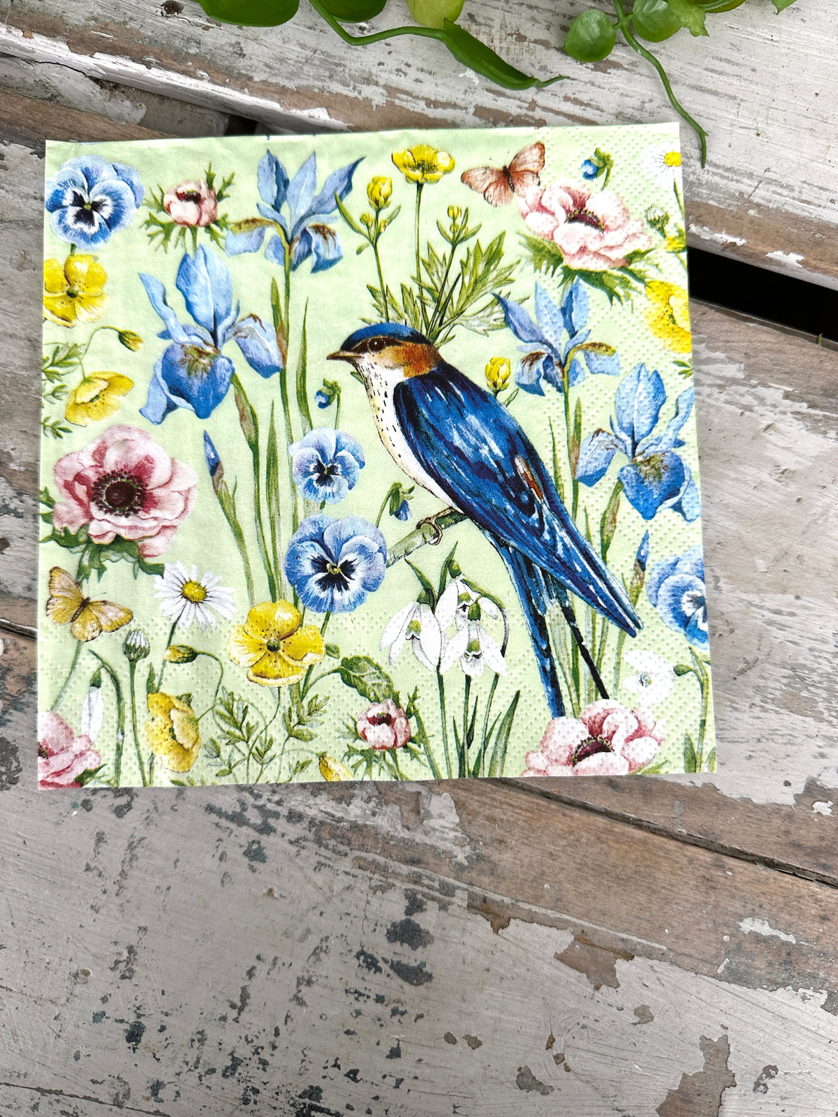 Bluebird Spring Blooms Napkin for Decoupage