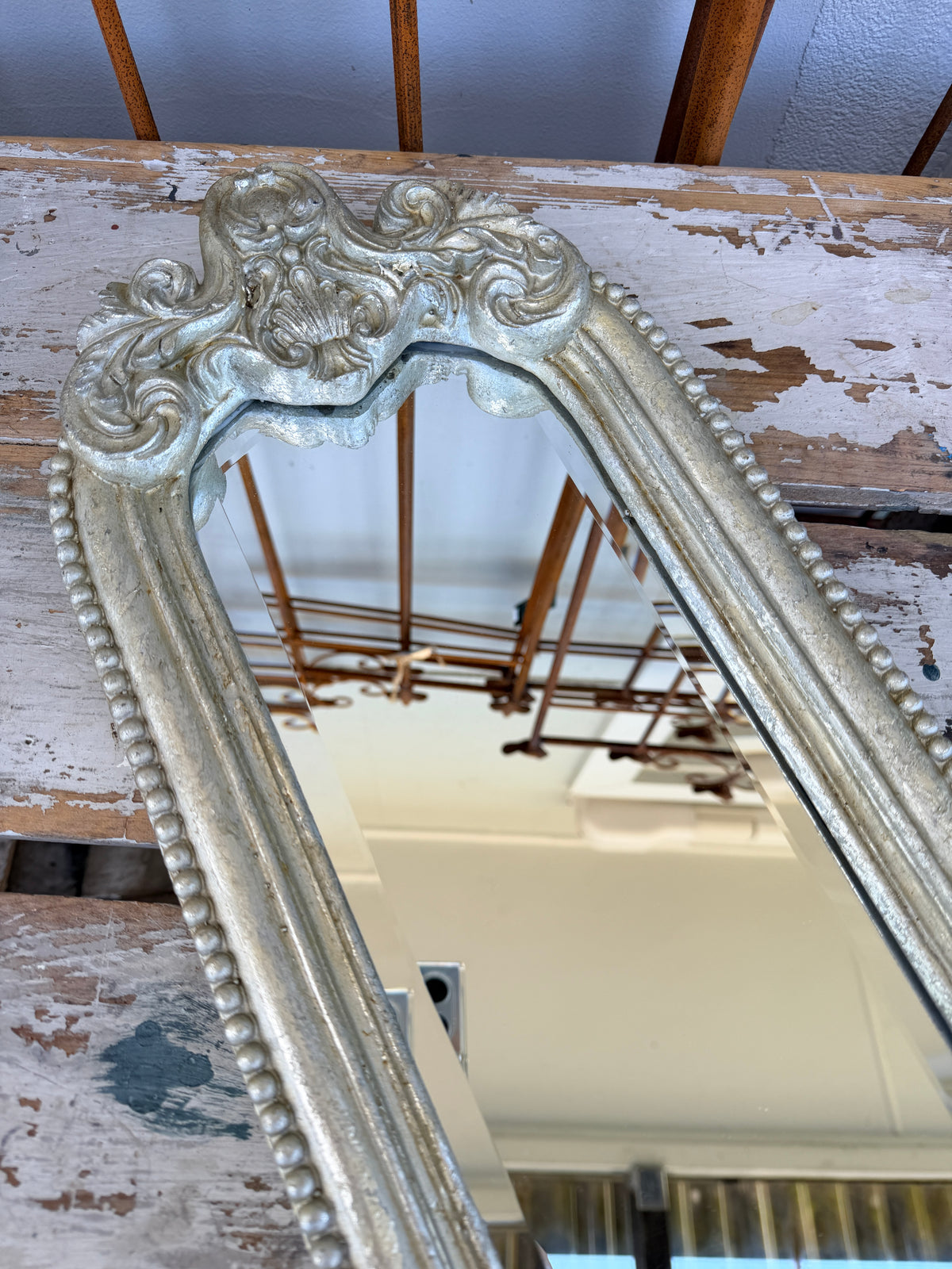 Silver tone Filigree Mirror / tray
