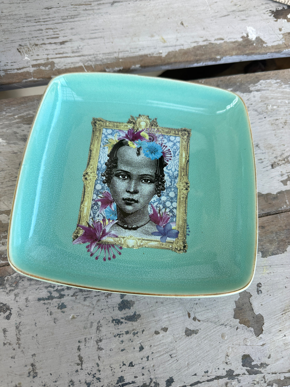 Teal decorative plate