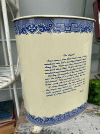 Blue & Cream tin rubbish bin