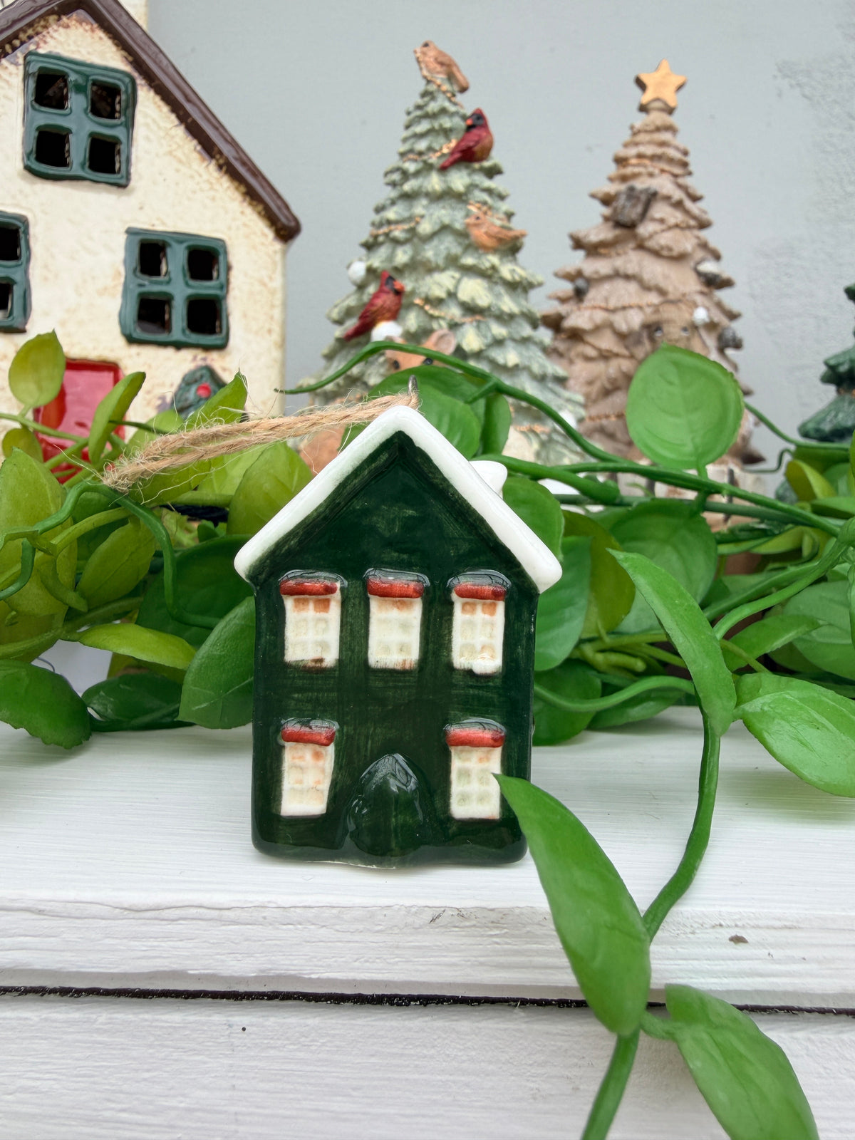 Hanging Mini ceramic village Green houses