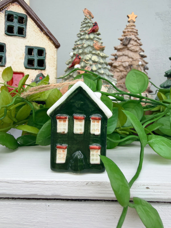 Hanging Mini ceramic village Green houses