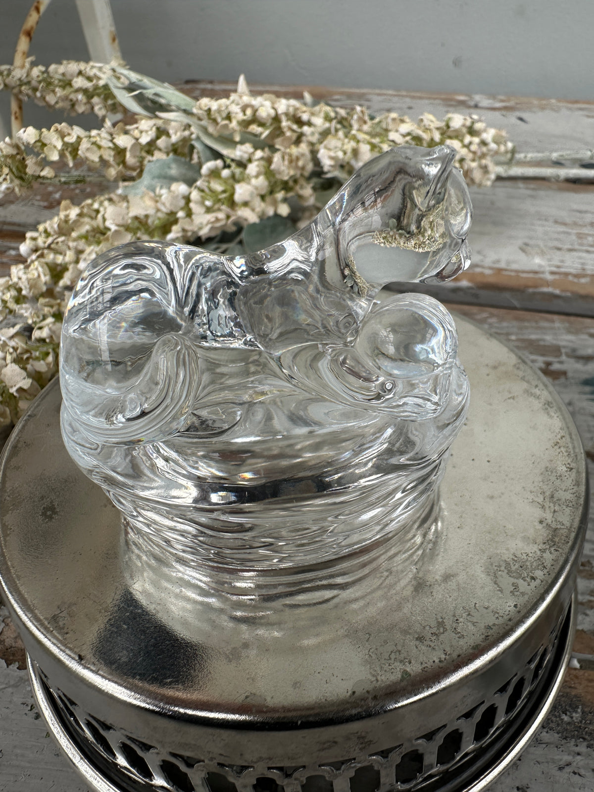 Crystal Cat in Basket Avon collection