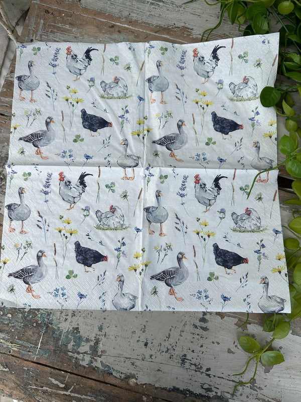 Poultry Napkin for Decoupage