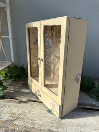 Decorative wooden box with glass panels Vintage look Jewel Box with doors