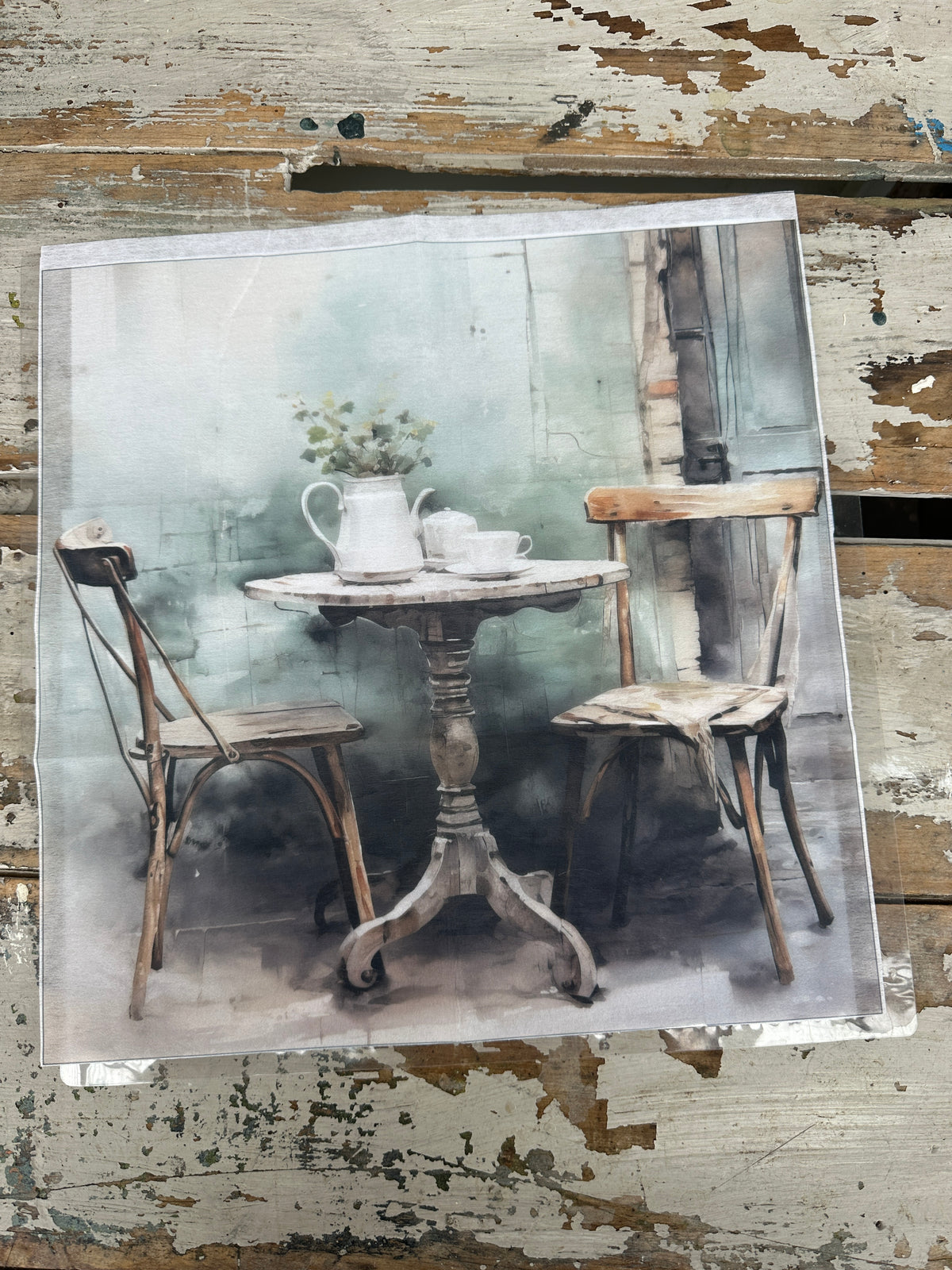 Shabby Teal Grey Dining Square Paper for Decoupage