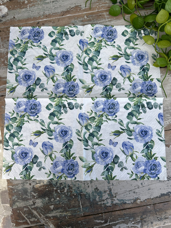Blue Roses Napkin for Decoupage