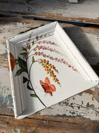 Floral wood brush pan