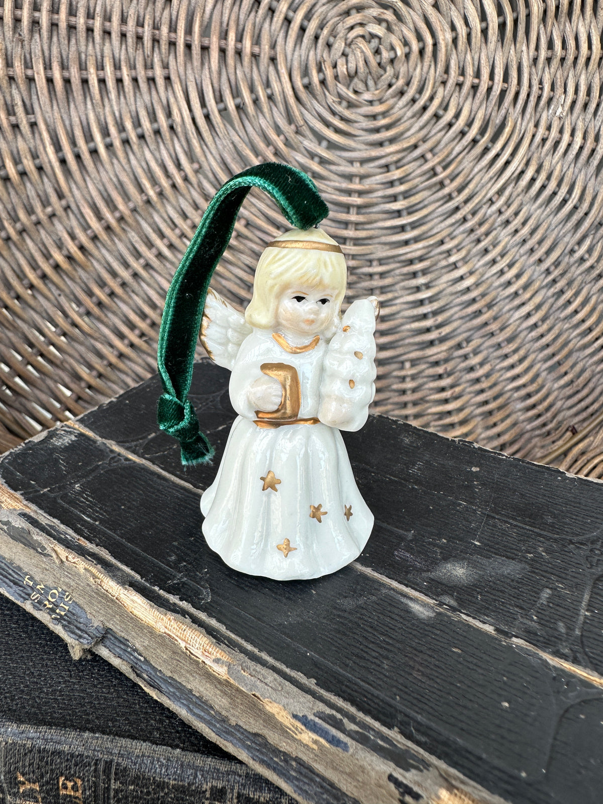 Miniature hanging ceramic vintage Angel