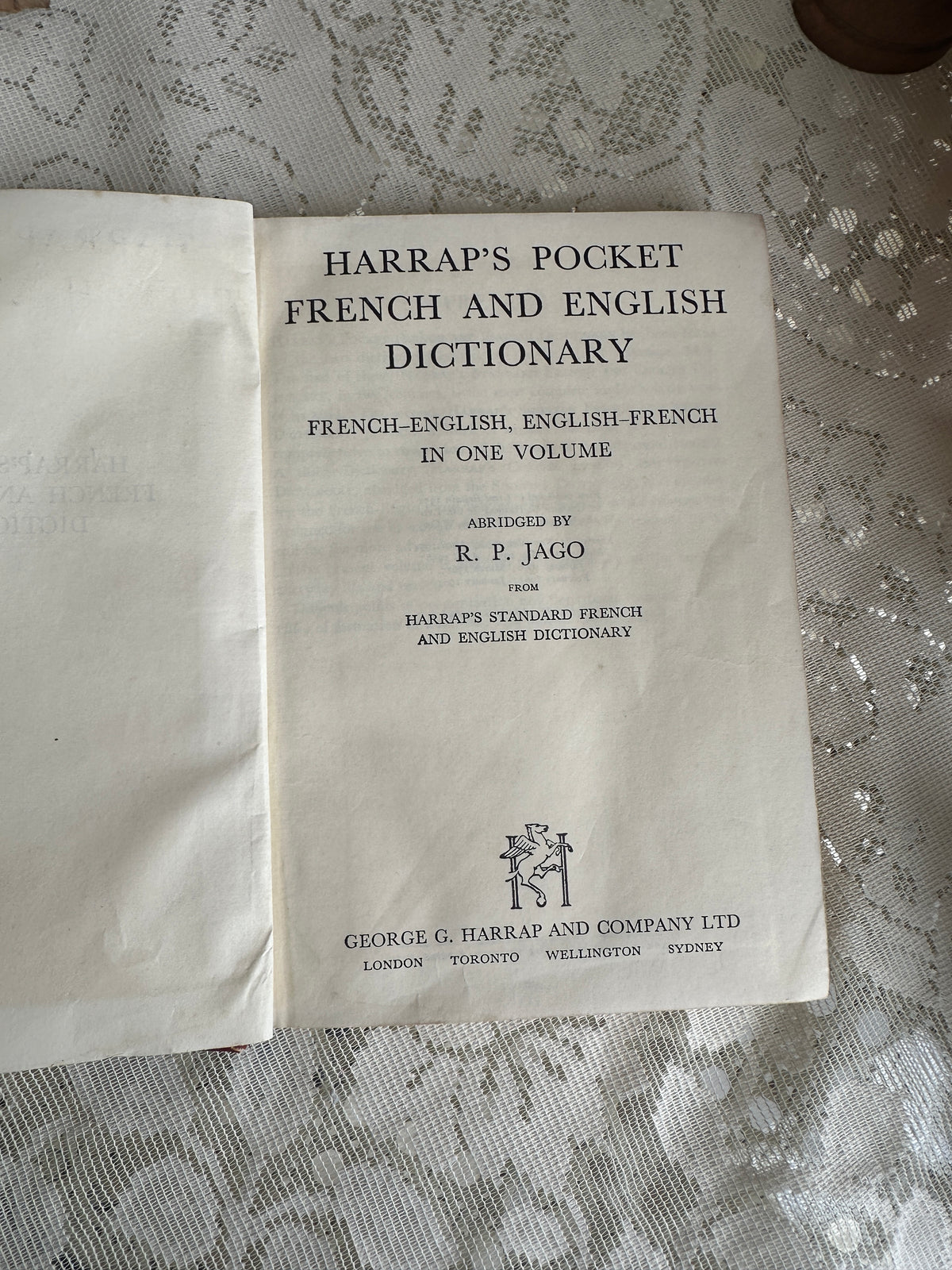 Harrups Pocket French & English Dictionary Vintage Book red