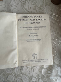 Harrups Pocket French & English Dictionary Vintage Book red