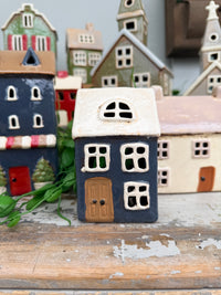 French Country Alsace TeaLight House Navy