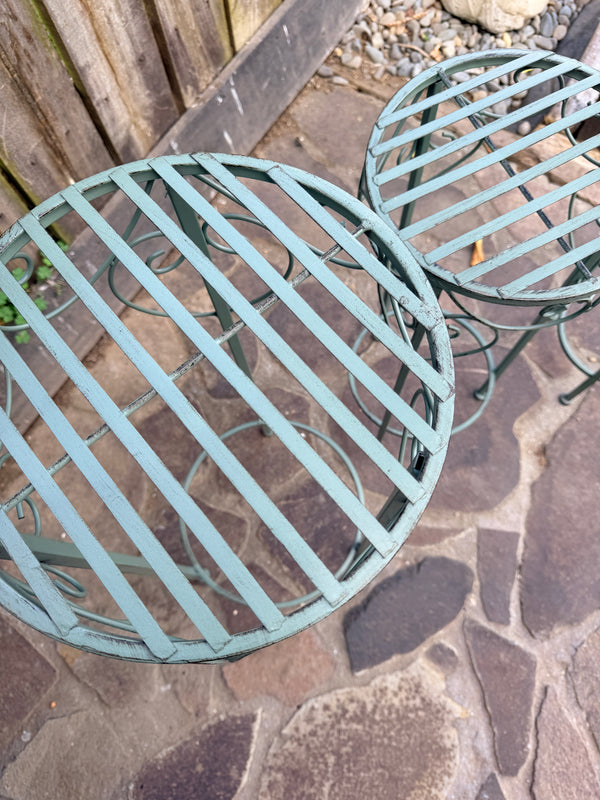 Antique Green set of 3 Round tables nest of tables metal