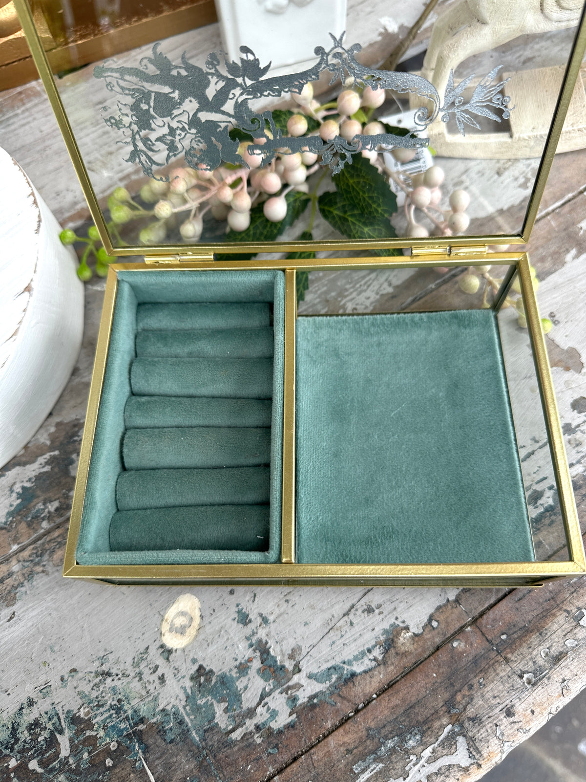 Glass and Gold jewelry box