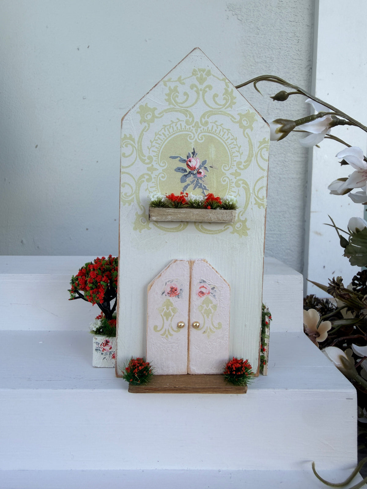 Miniature Handmade Houses Green series Lime Patterned